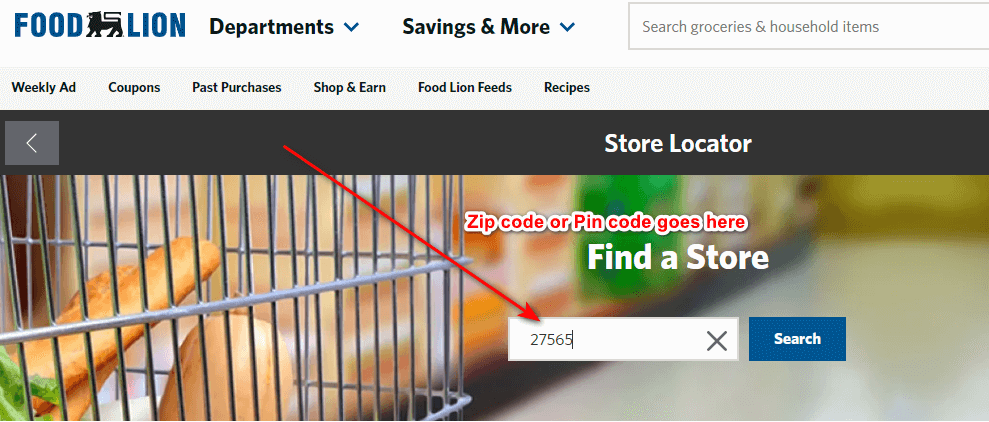 Food Lion Store Locator Page
