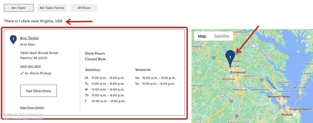 Nearest Ann Taylor Store Details on the Ann Tylor store locator