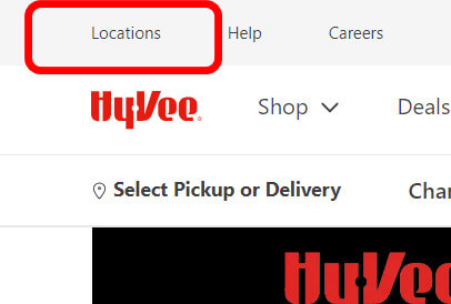 HyVee official website - Click on the Locations Option
