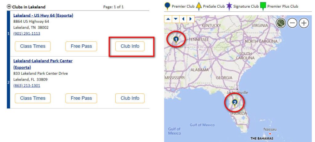 Select The LA Fitness Gym Nearest to You