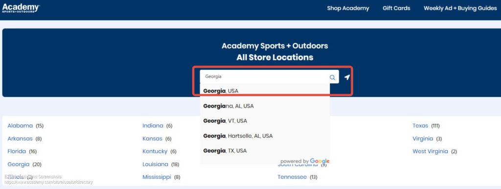 Academy Sports store locator - Search for your City Zip or State