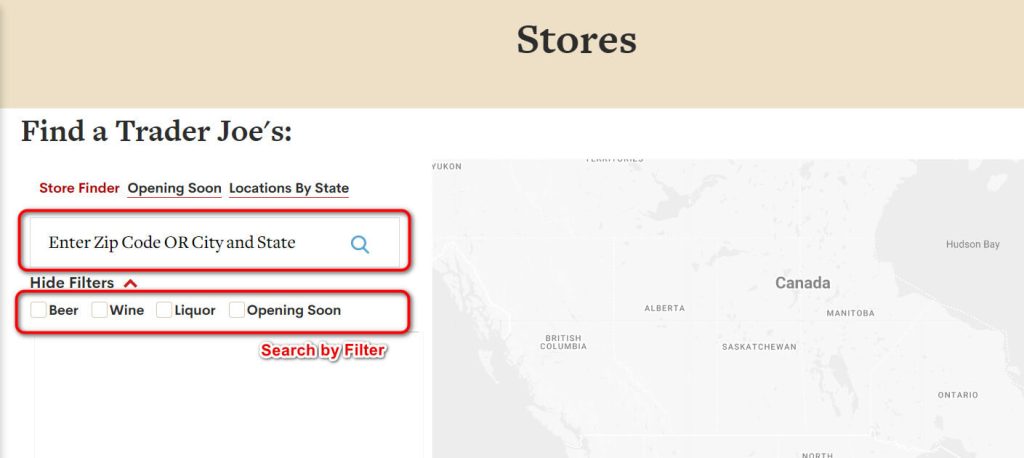 VIsit Trader Joe's Store Locator Page