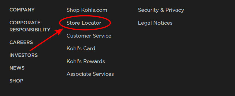 Go to the Kohl's Store Locator