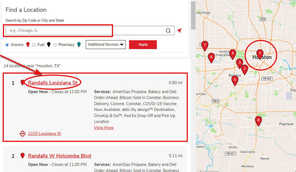 Search for your nearby Randalls store through their store locator